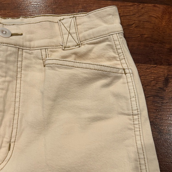 Madewell Emmett Wide Leg Pants Cream Color Women’s Size 25 Raw Hem 99% Cotton - Picture 5 of 10